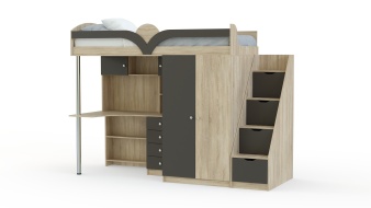 Кровать-чердак с рабочей зоной Мираж К-32 BMS из МДФ