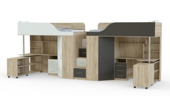 Кровать-чердак с рабочей зоной Мираж 17  BMS со шкафом